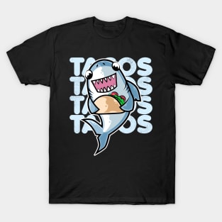 Shark Taco Kawaii Neko Anime Mexican food print T-Shirt